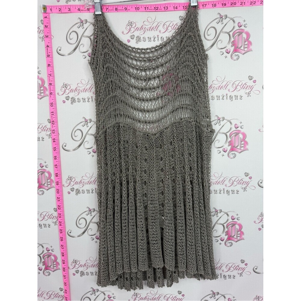 CARTISE poncho cardigan shirt Crochet Fringe Tank Cover-Up in Olive Gray